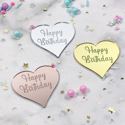 10db szett arany ezüst akril tükör Boldog születésnapot Cupcake Top Cupcakes Kártyabetét Zászló tortadíszek születésnapi partira