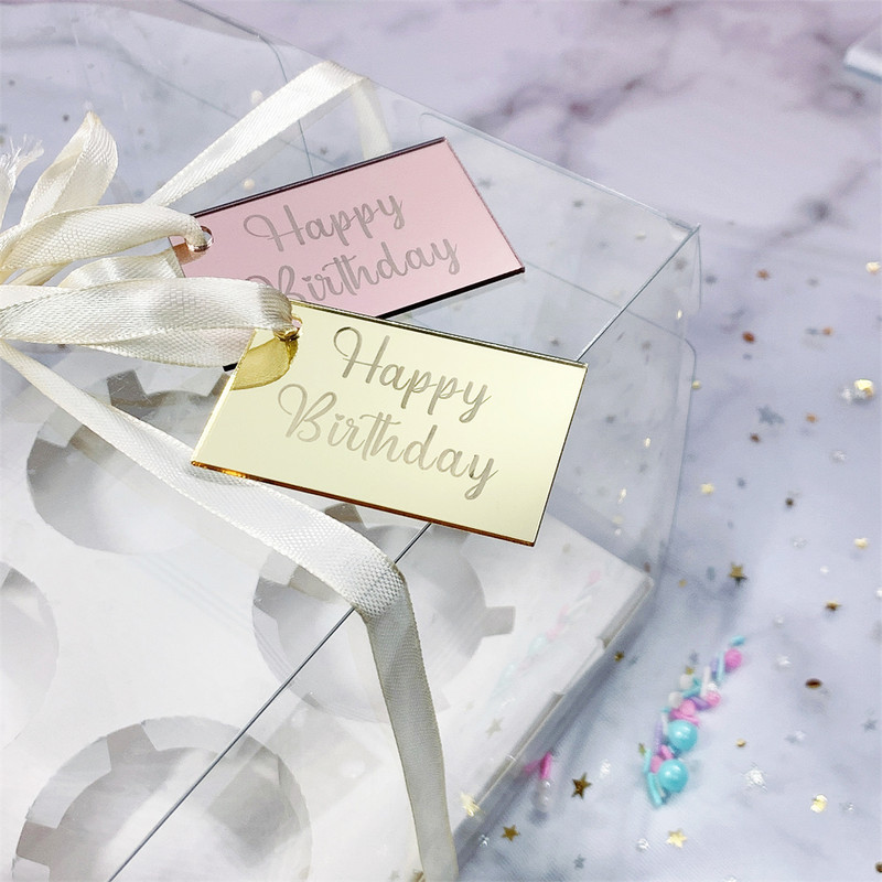 10db szett arany ezüst akril tükör Boldog születésnapot Cupcake Top Cupcakes Kártyabetét Zászló tortadíszek születésnapi partira