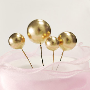 4 бр. 2-4 см златисто-розови пластмасови топчета за торти Цветни топчета за кексчета за Baby Shower Консумативи за рожден ден Декорация на торта