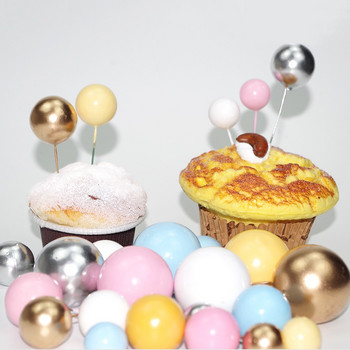 4 бр. 2-4 см златисто-розови пластмасови топчета за торти Цветни топчета за кексчета за Baby Shower Консумативи за рожден ден Декорация на торта