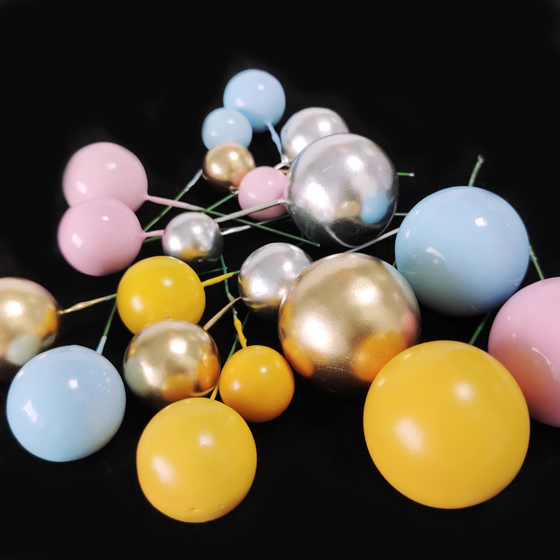 4 tk 2-4cm kuldroosad plastikust palliga koogikatted Värvilised koogipealsed beebiõhtu jaoks sünnipäevapeo tarvikud koogikaunistusteks