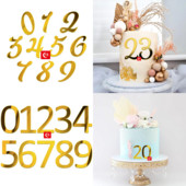 1 Σετ 0-9 Numbers Happy Birthday Cake Topper Χρυσό ασημί ακρυλικό κάλυμμα γαμήλιου πάρτι Cupcake για Παιδικά Διακοσμητικά κέικ γενεθλίων