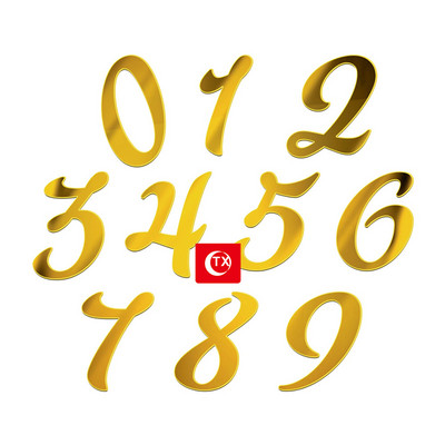 1 Σετ 0-9 Numbers Happy Birthday Cake Topper Χρυσό ασημί ακρυλικό κάλυμμα γαμήλιου πάρτι Cupcake για Παιδικά Διακοσμητικά κέικ γενεθλίων