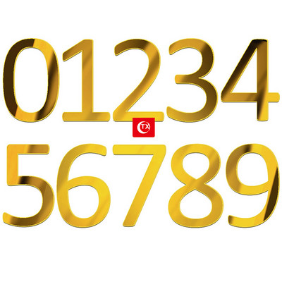 1 Σετ 0-9 Numbers Happy Birthday Cake Topper Χρυσό ασημί ακρυλικό κάλυμμα γαμήλιου πάρτι Cupcake για Παιδικά Διακοσμητικά κέικ γενεθλίων