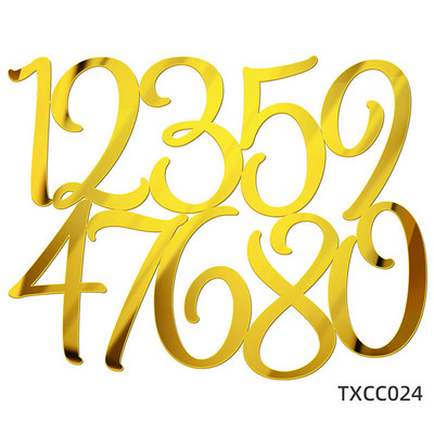 1 Σετ 0-9 Numbers Happy Birthday Cake Topper Χρυσό ασημί ακρυλικό κάλυμμα γαμήλιου πάρτι Cupcake για Παιδικά Διακοσμητικά κέικ γενεθλίων