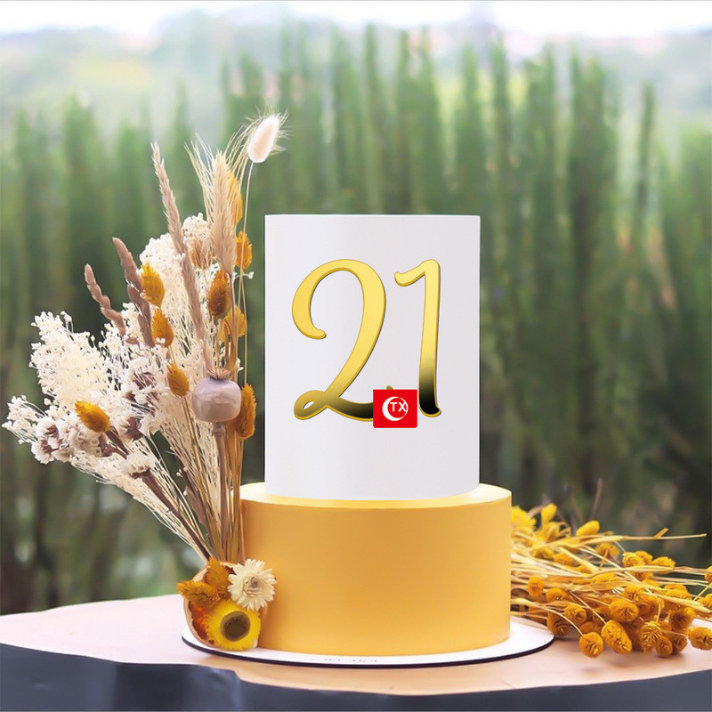 1 Σετ 0-9 Numbers Happy Birthday Cake Topper Χρυσό ασημί ακρυλικό κάλυμμα γαμήλιου πάρτι Cupcake για Παιδικά Διακοσμητικά κέικ γενεθλίων