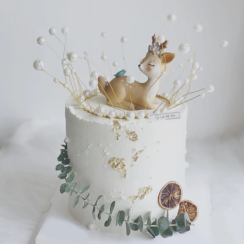 Lovely Baby Deer Születésnapi Party Lány Torta Topper Erdei Téma Gyerekparti Boldog Kellékek Desszert Díszítő Állat