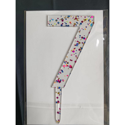 1 buc Cel mai nou cu sclipici transparent numărul 0-9 acrilic pentru tort pentru copii, femei, bărbați, petrecere de naștere, zile aniversare, decor tort