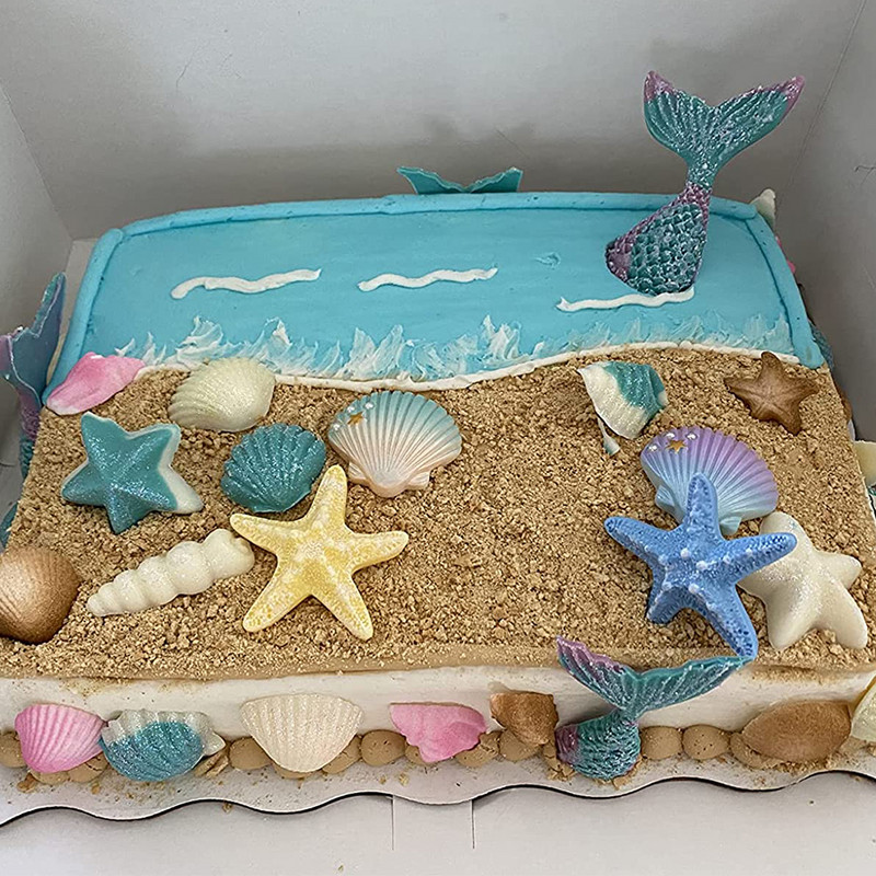 Dekoracija za rođendansku tortu Sirena morska zvijezda školjka Poklopac za tortu Pokrivač za ribu Pod more Pokrivač za tortu Oceanska tema Potrepštine za rođendanske zabave
