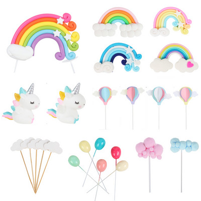 curcubeu multicolor cloud cupcake topper fete unicorn petrecere de naștere steaguri tort etichetă decor nuntă desert coacere tort top deco