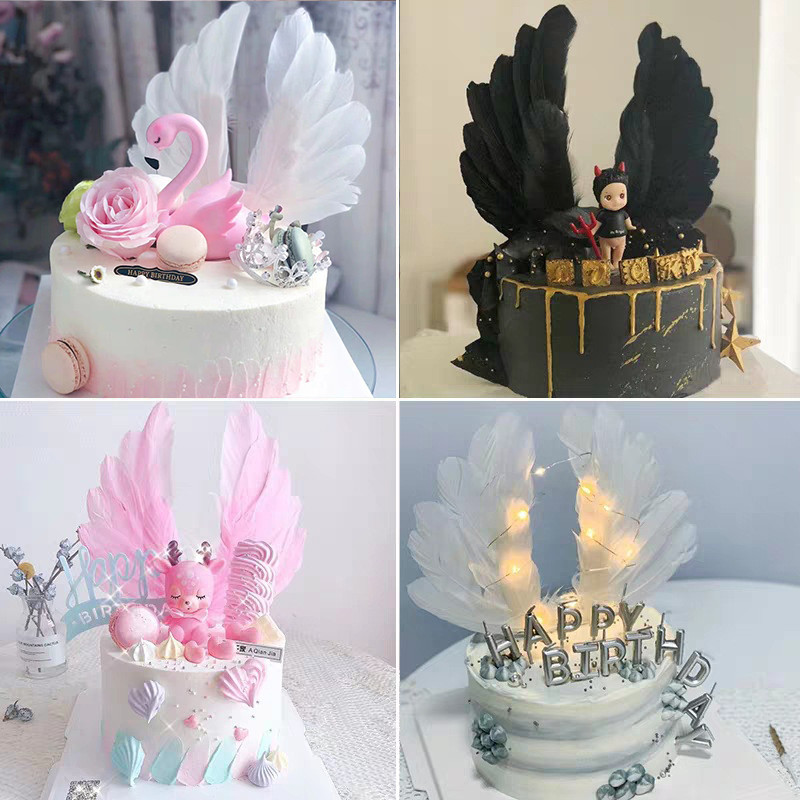 1db aranyos angyalszárny tollas tortafedő baba zuhanyozó gyerekeknek születésnapi parti dekorációs kellékek esküvői desszert torta dekorációs eszközök