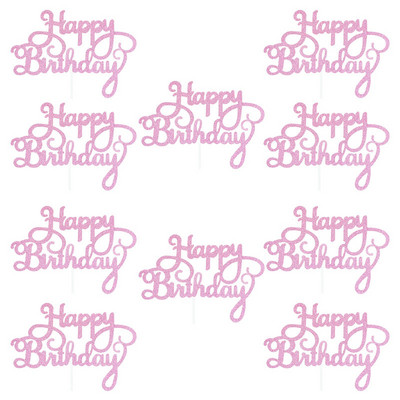 10db Glitter Boldog Születésnapot Letter Tortafedő Sparkle Paper Cupcake Topper Gyerekek Születésnapi Party Baby Shower Desszert Dekor