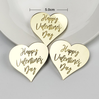 10kom preljeva za tortu za Valentinovo Akrilni ukrasi za kolače za vjenčanje u obliku srca Zlatno Srebrni Dekor preljeva za desert Sretno Valentinovo