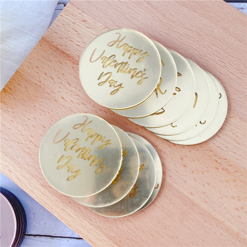 10 vnt. su gimtadieniu torto viršelis Valentino Motinos dienai akrilinis 3D apskritimas torto viršelis, skirtas vestuvių vakarėliui papuošti