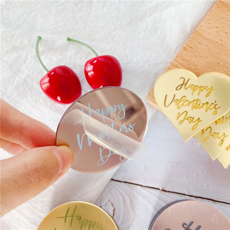 10 vnt. su gimtadieniu torto viršelis Valentino Motinos dienai akrilinis 3D apskritimas torto viršelis, skirtas vestuvių vakarėliui papuošti