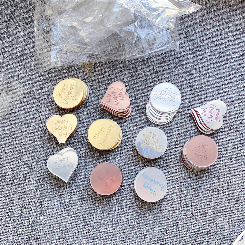 10 vnt. su gimtadieniu torto viršelis Valentino Motinos dienai akrilinis 3D apskritimas torto viršelis, skirtas vestuvių vakarėliui papuošti