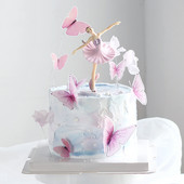 1Set sa zlatnim leptirom Ukras za tortu Sretan rođendan Djevojka Vjenčanje Nevjesta Deserti za kolače Dekoracije za tuširanje djeteta Pokloni