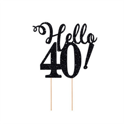 Arany Ezüst Fekete Hello 21 30 40 50 80 Kézzel írható tortafeltétek Boldog születésnapi party dekoráció évfordulós kellékekhez