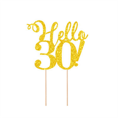 Arany Ezüst Fekete Hello 21 30 40 50 80 Kézzel írható tortafeltétek Boldog születésnapi party dekoráció évfordulós kellékekhez