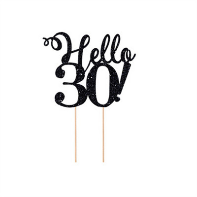 Arany Ezüst Fekete Hello 21 30 40 50 80 Kézzel írható tortafeltétek Boldog születésnapi party dekoráció évfordulós kellékekhez