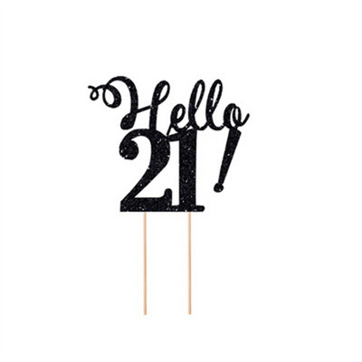 Arany Ezüst Fekete Hello 21 30 40 50 80 Kézzel írható tortafeltétek Boldog születésnapi party dekoráció évfordulós kellékekhez