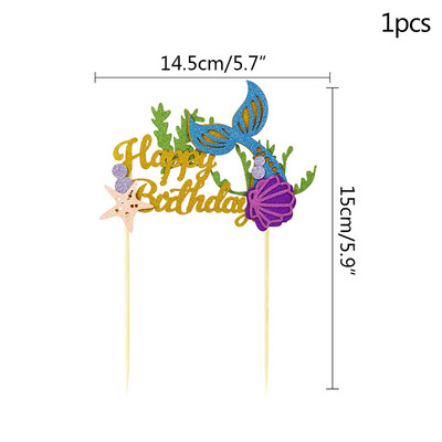 1 kom akrilne čestitke za umetanje sretne rođendanske torte Morska sirena Morska zvijezda Pismo navlake za tortu Rođendanska zabava Pecite ukrase