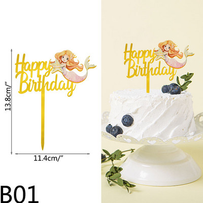 1 kom akrilne čestitke za umetanje sretne rođendanske torte Morska sirena Morska zvijezda Pismo navlake za tortu Rođendanska zabava Pecite ukrase