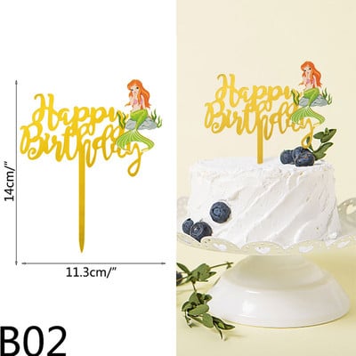 1 kom akrilne čestitke za umetanje sretne rođendanske torte Morska sirena Morska zvijezda Pismo navlake za tortu Rođendanska zabava Pecite ukrase