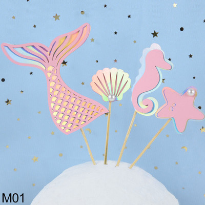 1 kom akrilne čestitke za umetanje sretne rođendanske torte Morska sirena Morska zvijezda Pismo navlake za tortu Rođendanska zabava Pecite ukrase