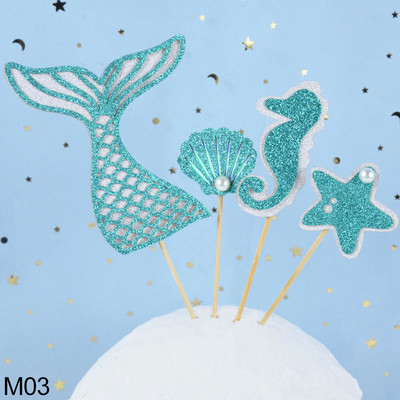 1 kom akrilne čestitke za umetanje sretne rođendanske torte Morska sirena Morska zvijezda Pismo navlake za tortu Rođendanska zabava Pecite ukrase