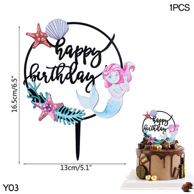 1 kom akrilne čestitke za umetanje sretne rođendanske torte Morska sirena Morska zvijezda Pismo navlake za tortu Rođendanska zabava Pecite ukrase