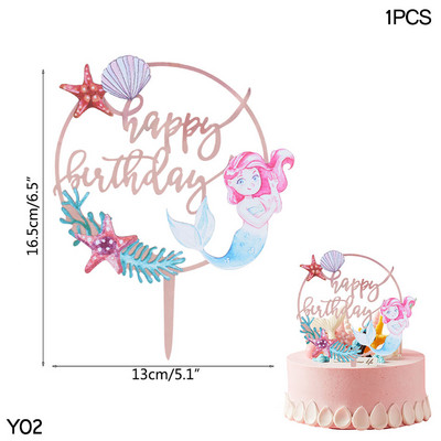 1 kom akrilne čestitke za umetanje sretne rođendanske torte Morska sirena Morska zvijezda Pismo navlake za tortu Rođendanska zabava Pecite ukrase