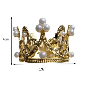 Pearl Crystal Crown Mini Crown Crystal Pearl Topper Tiara Орнаменти за коса Орнамент Принцеса Сватба Рожден ден Печене на торта