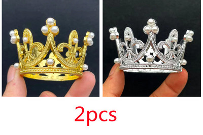 Pearl Crystal Crown Mini Crystal Pearl Topper Tiara Hajdíszek Dísz Hercegnő esküvői születésnapi sütés torta