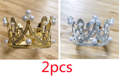 Pearl Crystal Crown Mini Crystal Pearl Topper Tiara Hajdíszek Dísz Hercegnő esküvői születésnapi sütés torta
