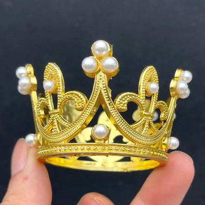 Pearl Crystal Crown Mini Crystal Pearl Topper Tiara Hajdíszek Dísz Hercegnő esküvői születésnapi sütés torta