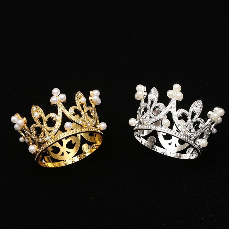 Pearl Crystal Crown Mini Crystal Pearl Topper Tiara Hajdíszek Dísz Hercegnő esküvői születésnapi sütés torta