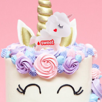 Huiran Unicorn Horn Cake Topper Unicorn Birthday Party Decor Kids Favor Unicorn Аксесоари Декорации за торти Инструменти Консумативи