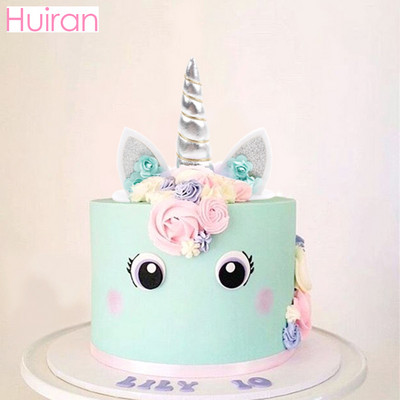 Huiran Unicorn Horn Cake Topper Unicorn Birthday Party Decor Kids Favor Unicorn Аксесоари Декорации за торти Инструменти Консумативи