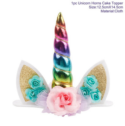 Huiran Unicorn Horn Cake Topper Unicorn Birthday Party Decor Kids Favor Unicorn Аксесоари Декорации за торти Инструменти Консумативи