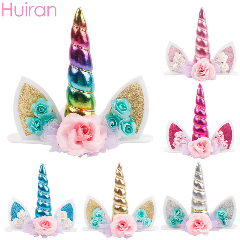 Huiran Unicorn Horn Topper Topper Unicorn Birthday Party Decor Djeca favoriziraju Unicorn Dodaci Ukrasi za torte Alati Pribor