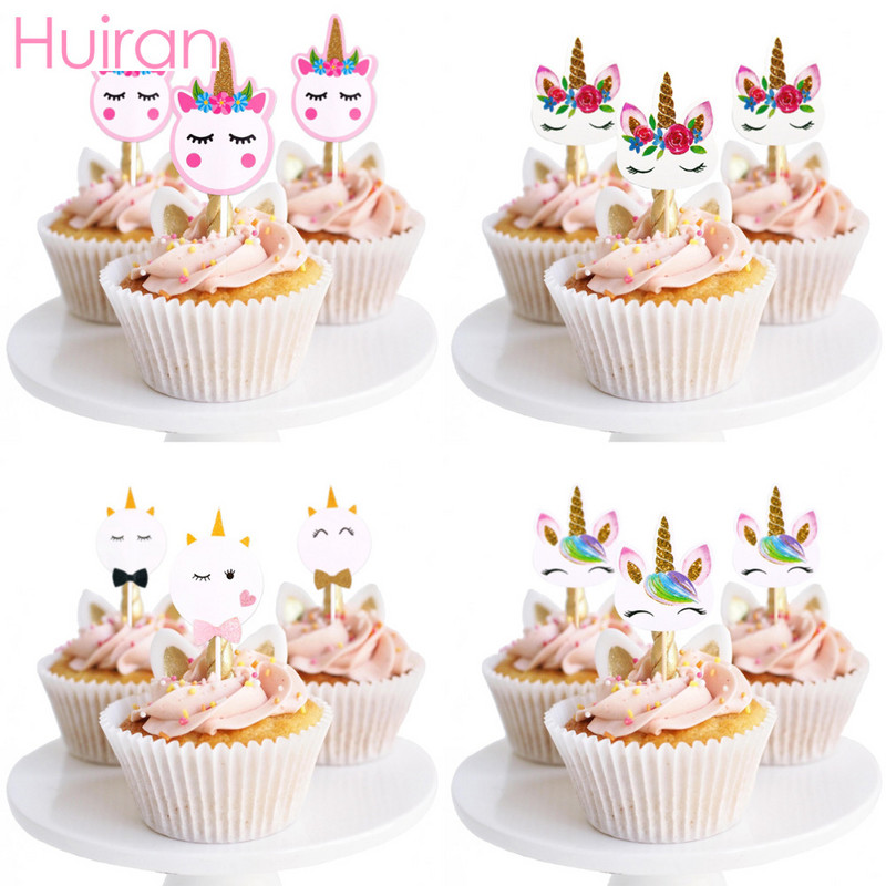 Huiran Unicorn Horn Topper Topper Unicorn Birthday Party Decor Djeca favoriziraju Unicorn Dodaci Ukrasi za torte Alati Pribor