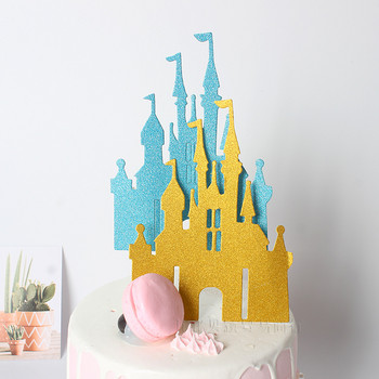 Glitter Cardstock Princess Prince Party сувенири Fairy Tale Castle Cake Toppers Годеж Сватба Рожден ден Инструменти за украса на торта