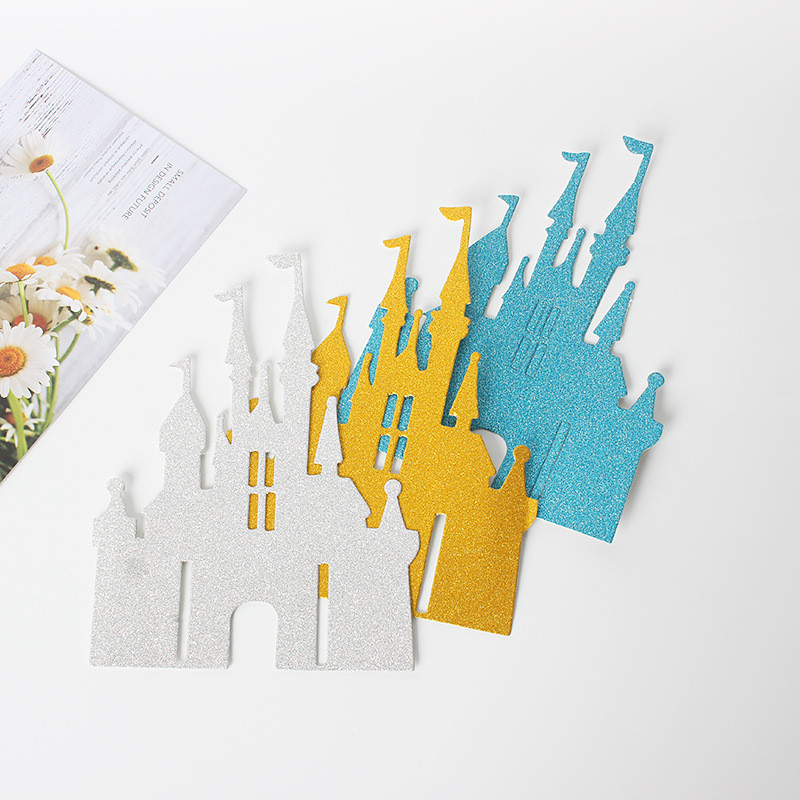 Glitter Cardstock Printsessi printsi pidu soosib muinasjutulist lossi koogipead kihlamiseks pulmade sünnipäevakoogi kaunistamiseks