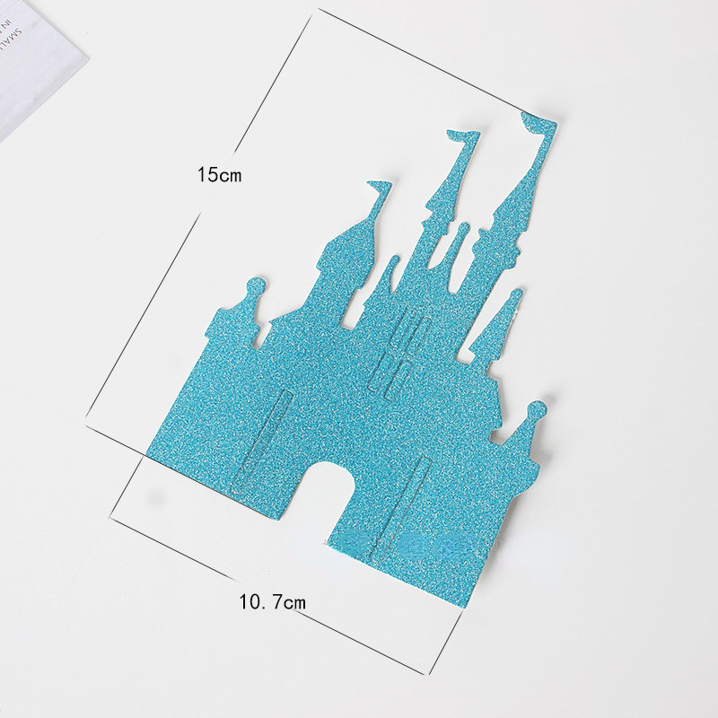 Glitter Cardstock Printsessi printsi pidu soosib muinasjutulist lossi koogipead kihlamiseks pulmade sünnipäevakoogi kaunistamiseks