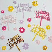 Little Daisy Akrilni nadjev za rođendansku tortu Pink Gold Kids Happy Birthday Pokrivač za tortu Dekoracija Baby Shower Party pribor za pečenje