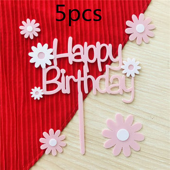 Little Daisy Acrylic Birthday Cake Topper Pink Gold Kids Happy Birthday Cake Topper Decoration Baby Shower Party Party Supplies