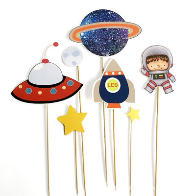 Space Universe Cake Topper Rocket Planet Cupcake Toppers Astronaut Copii Space Theme Party Decoratiuni pentru tort La mulți ani