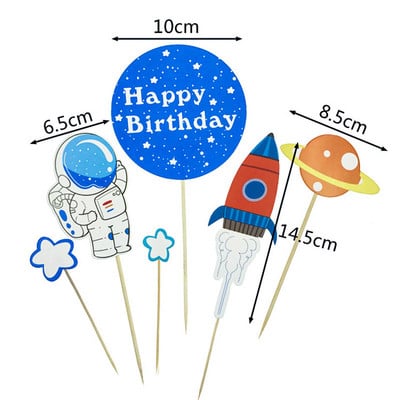 Space Universe Cake Topper Rocket Planet Cupcake Toppers Astronaut Copii Space Theme Party Decoratiuni pentru tort La mulți ani