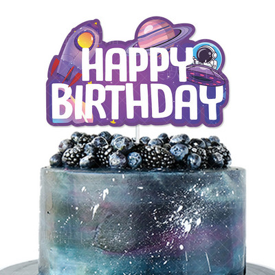 Space Universe Cake Topper Rocket Planet Cupcake Toppers Astronaut Copii Space Theme Party Decoratiuni pentru tort La mulți ani